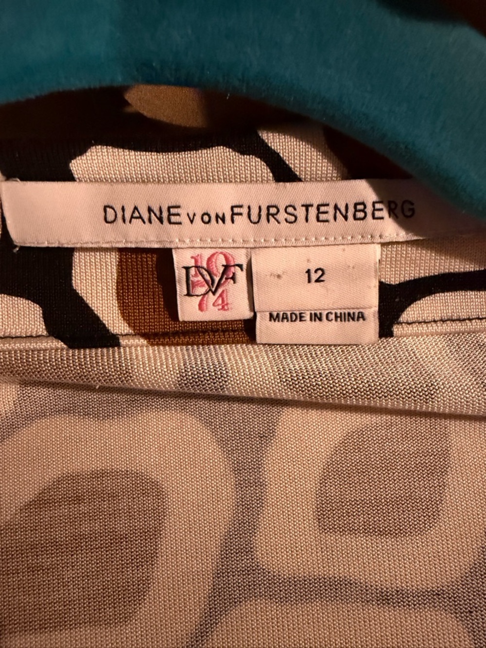 Diane Von Furstenberg Silk Brown, Black & Cream Geometric Wrap Dress - Picture 5 of 5